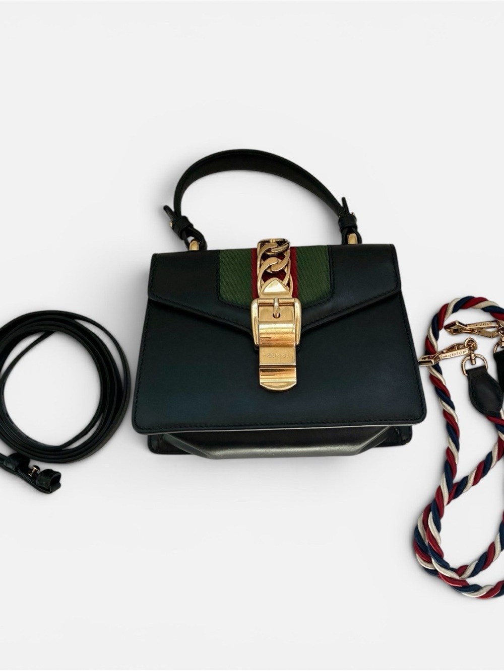 Gucci Sylvie Top-Handle Satchel with Green and Red Web - Picture 13 of 13